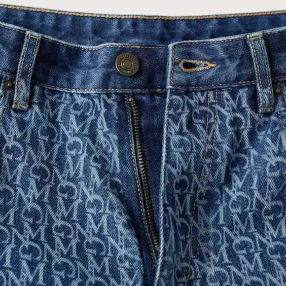 $11SALE!!! Mango Sustainable Blue High-rise Tapered Logo Jeans Size 2 NWT - Picture 3 of 5
